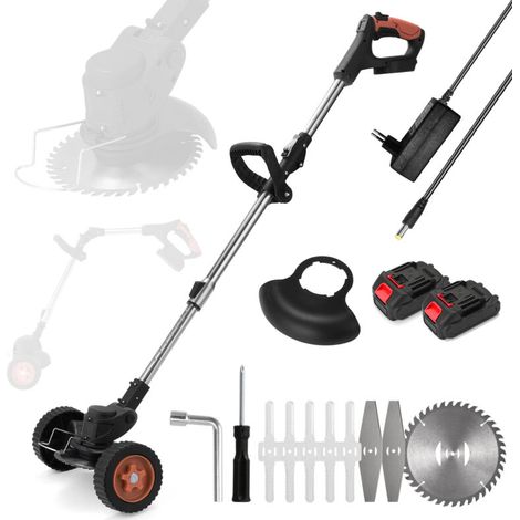 Cordless Electric Brush Cutter, Cordless Edger with 1300mAh Battery and 3 Types of Blades, Battery-Powered Electric Brush Cutters for Garden, Lawn and Agricultural Land Cutting (1/5)