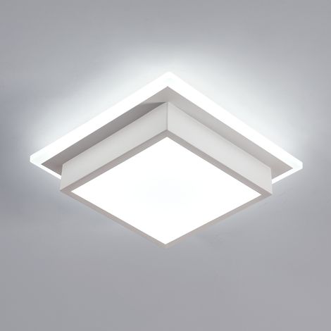 GOECO Moderne quadratische LED-Deckenleuchte, 25 x 25 cm, 20 W, Kaltweiß 6500 K, weißer Acryl-Diffusor, für Küche, Bad, Flur