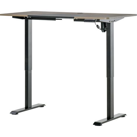 Bureau électrique à hauteur réglable avec 4 touches de mémoire pour bureau à domicile, 140 x 70 x 72-116 cm, noir et teck (1/5)