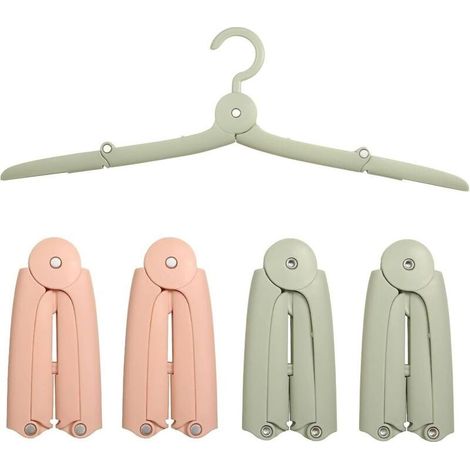 CSPARKV Lot de 4 Cintres de Voyage Pliables, Cintres Pliants et Portables, Gain de Place et Facile à Transporter (Rose Vert) (1/4)