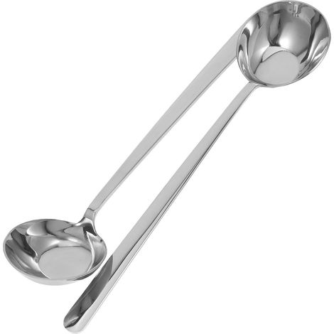 2 grandes louches soupe inox, pour remuer/servir sauces/soupes, ustensiles faciles à nettoyer (1/5)