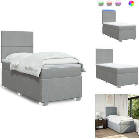 Boxspringbett mit Matratze Hellgrau 100x200 cm Stoff - Boxspringbett - Doppelbett - Bettenrahmen - Lattenrost - Liegekomfort (1/5)