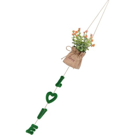 Panier de fleurs suspendu « Love » en plastique et lin, fleurs artificielles suspendues pour la maison et le mariage (1/5)