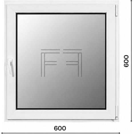 Fintex-finestra in PVC bianco singola anta 600x600 apertura a destra, doppio vetro, PROFILO A L (1/3)