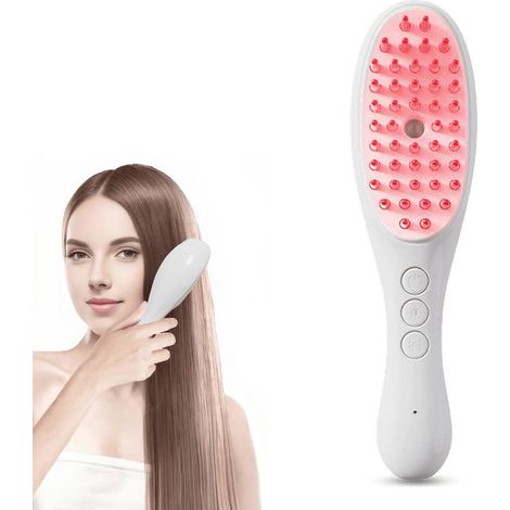 Cepillo de masaje eléctrico - Cepillo de masaje para la cabeza - Dispositivo de masaje para el cuero cabelludo - Peine de masaje vibratorio - Cepillo para el cuidado del cabello - Luz roja - Función d (1/5)