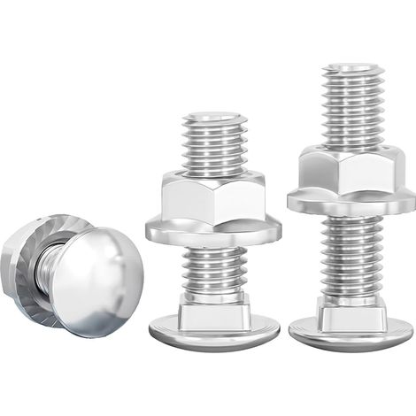 20 Pièces Boulons à Tête Ronde Zingué, Avec col Carré M5x25 mm, Avec Ecrou à Bride Hexagonal, Vis à Carrosserie Tête Plate Acier au Carbone Tige Entièrement Filetée (1/5)