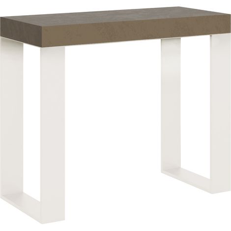 Consolle allungabile - TECNO - Dimensioni: 90x40/196 - Colore: Tortora - Telaio: Bianco - Bordo: In tinta (1/4)