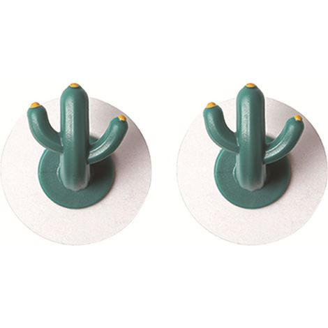 Crochet cactus, crochet adhésif décoratif sans couture pour la maison, crochet de porte adhésif pour salle de bain, crochet adhésif pour toilettes sans perçage (lot de 2 crochets simples) (1/4)