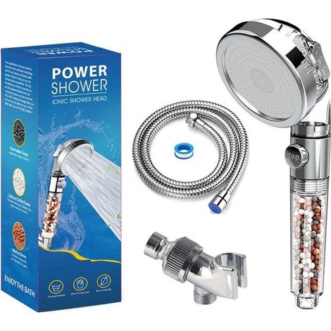Pommeau Douche Haute Pression Pomme de Douche Anti Calcaire Filtrant,Douchette Économie d'Eau Universelle de Massage 3 Modes De Douche Convient à Salle De Bain (1/5)