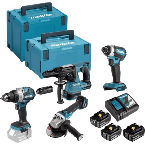 Pack 4 outils 18V (DHP489+DTD153+DHR243+DGA506) (3x5.0Ah) en Makpac - MAKITA DLX4183T3J (1/5)