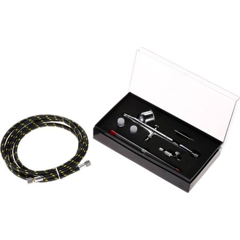 Aérographe professionnel par gravité avec tuyau, kit pour peinture artistique, tatouage, maquette, ongles, buses 0,2/0,3/0,5 mm, godet 7 cc (1/5)