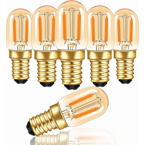 Ampoule E14 Filament LED Vintage 1W 220V, 100LM Verre Ambré Blanc Chaud 2200K, Équivalent 10W, Mini Tubulaire T22 E14 SES Ampoule Décorative Rétro pour Veilleuse, Non Dimmable, Lot de 6 (1/5)