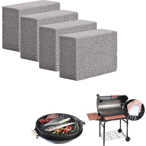 Lot de quatre pierres ponces pour nettoyer les grilles de barbecue bloc de nettoyage pour grillade et plancha accessoire de cuisine