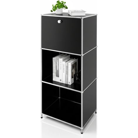 Metallregal Concept Epure MK-107 4-stöckiges Aufbewahrungsregal mit verschließbarem Fach & Ablagen Schwarz