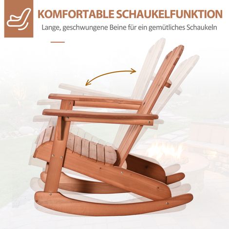 Fauteuil à bascule Adirondack Outsunny en bois naturel pour jardin, balcon ou terrasse, dimensions 77 x 94 x 97 cm (1/4)