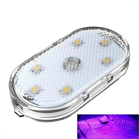 Plafonnier de voiture tactile, chargement USB, mini lampe de lecture LED compacte rose et violette (1/4)