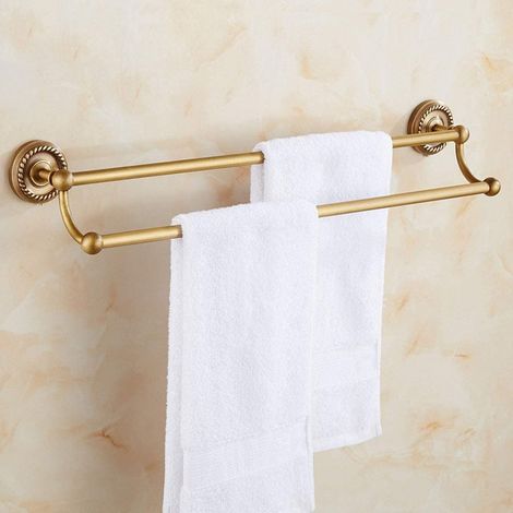 Badezimmer-Accessoire-Set aus Messing: Bademantelhaken, Toilettenpapierhalter, doppelter Wandhandtuchhalter, 60 cm (1/4)