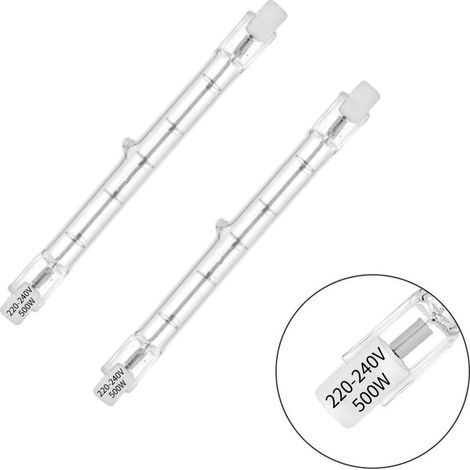 Tube de lampe halogène,J118【500W】230V, 3100lm 2800k, culot R7S, ampoule, tube de lampe halogène au tungstène, lumière blanc chaud 2 pièces (1/4)