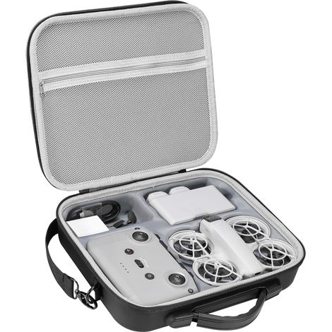 Shoulder bag for DJI Neo Fly More Combo drone, RC-N3 remote controller, battery charger and accessories, Synthetic leather, Black