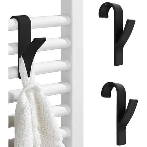 Lot de 2 crochets de rangement - Radiateur, porte-serviettes - 2 pièces, salle de bain, cuisine, maison - 9,5 x 6 x 2,5 cm (1/4)