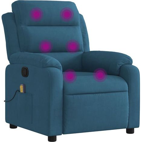 Fauteuil de massage inclinable bleu velours (1/5)