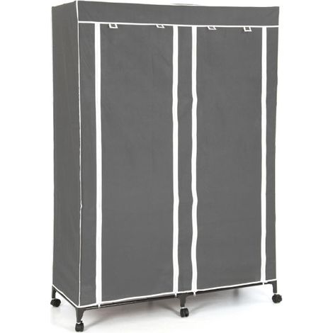 Armoire de Rangement Vêtement "Double" 168cm Gris (1/5)