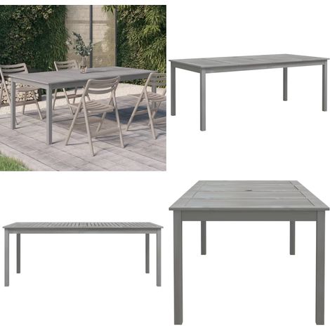 Table de jardin Gris 200x100x75 cm Bois d'acacia solide - Table De Jardin - Table Extérieure - Acacia - Meubles De Jardin - Table Ronde - Home & Living