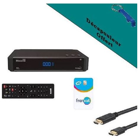 ASTON Récepteur TV satellite HD Connect + Carte Viacess Fransat PC6 + Câble HDMI HD ME