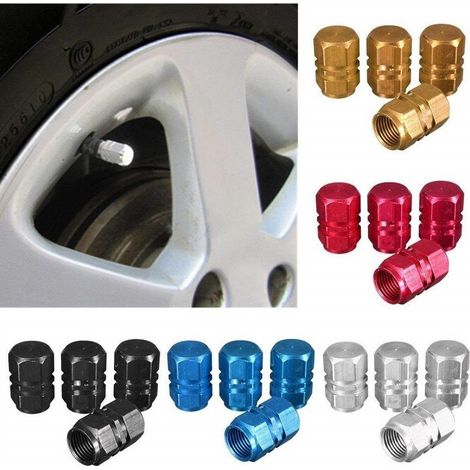 TRADE SHOP - Set 4 Tappi Tappo Coprivalvole Protezione Pneumatico Cromato Auto Moto Bici -