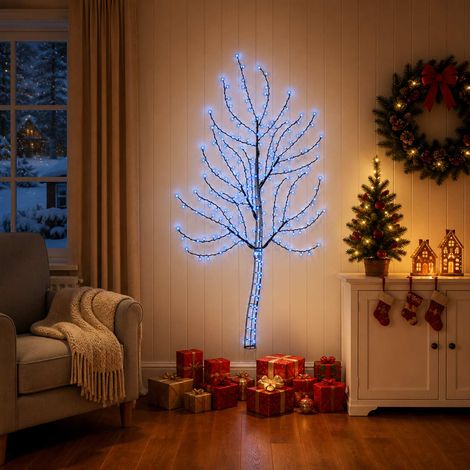 vidaXL Árbol de Navidad LED de pared 150 cm 140 LED Azul Acero Negro (1/3)