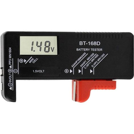 Testeur de Piles numérique,Testeur de Piles Universel,Batterie Testeur,pour AA, AAA, C, D, PP3, 9V, 1.5V, Piles Bouton - Fonctionne sans Pile (1/5)