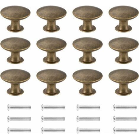 12 pomos de tocador retro, tiradores para muebles, bordes redondeados, pomos antiguos de hierro y latón, pomos para armario, para casa de campo, muebles de cocina vintage, armario, cajón, bronce aceit (1/5)