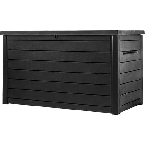 Keter – Coffre de jardin en résine style bois 870L – Dimensions 147x83x86 cm – Verrouillable et résistant aux intempéries – Idéal pour rangement extérieur (1/10)