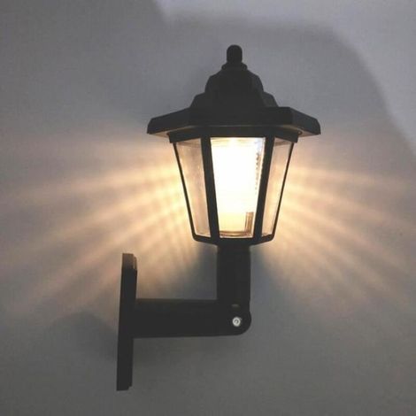 Lampadaire extérieur,Applique murale LED solaire rétro avec capteur hexagonal, luminaire décoratif d'extérieur - blanc chaud