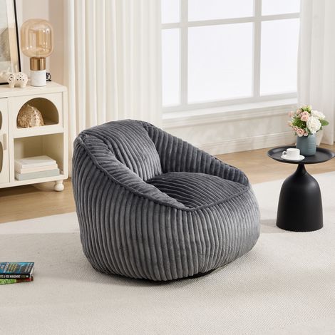 Sillón puff, relleno de espuma suave, ligero y fácil de mover, chenilla gris oscuro (1/5)