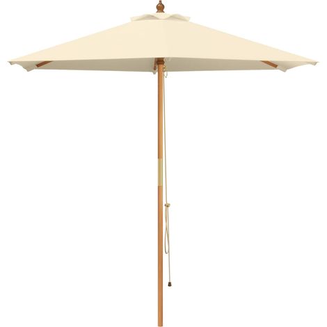Garden Parasol Ø 210 x 237 cm Solid Eucalyptus Wood Cream White vidaXL (1/5)