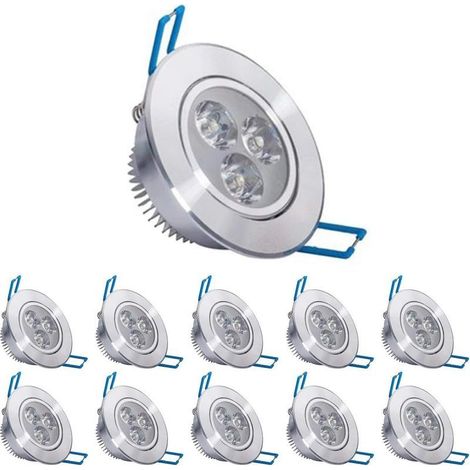 Pack de 10, Pocketman 220V 3W LED plafonnier Downlight, blanc chaud lampe Spotlight encastré d'éclairage, avec pilote LED