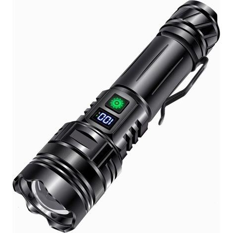 Rechargeable LED Flashlight, 30,000 Lumens Extremely Powerful LED Torch, 5 Light Modes, IP65 Waterproof, Rechargeable LED Lamp, Tactical Lamp for Camping, Hiking, Emergency MUMU (1/4)