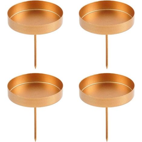 Kerzenhalter Adventskranz Metall 4er Kerzenteller Gold 10cm (1/5)