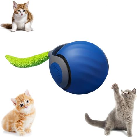 Balle De Jouet pour Chat à Déplacement Automatique 2026, Balle Intelligente Rechargeable par USB, Réglage à Deux Vitesses,pour Chats De Tous âges Convient (Bleu) (1/5)
