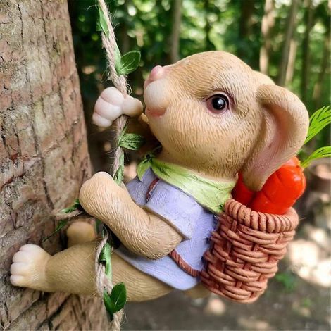 Charmante statue de lapin en résine pour décoration de jardin, sculpture animale d'extérieur, A (1/5)