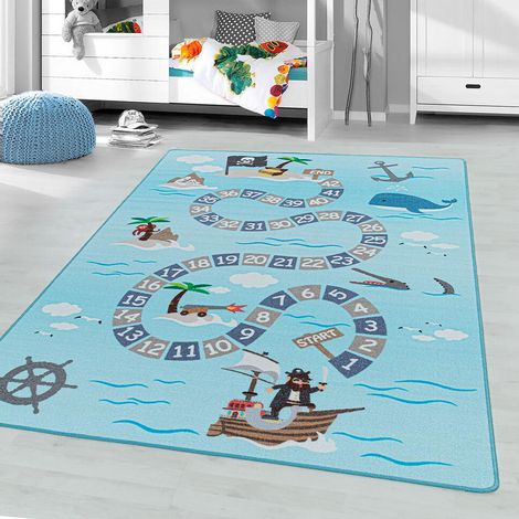 Tapis de jeu pour fille et garçon Whale Bleu 100x150