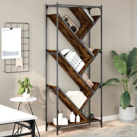 Bücherregal Räuchereiche 79x30x180 cm Holzwerkstoff und Metall vidaXL (1/5)