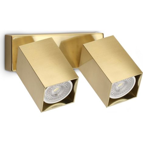Ideal Lux DYNAMITE Spot double carré en laiton pour plafond, 2 x GU10 (1/2)