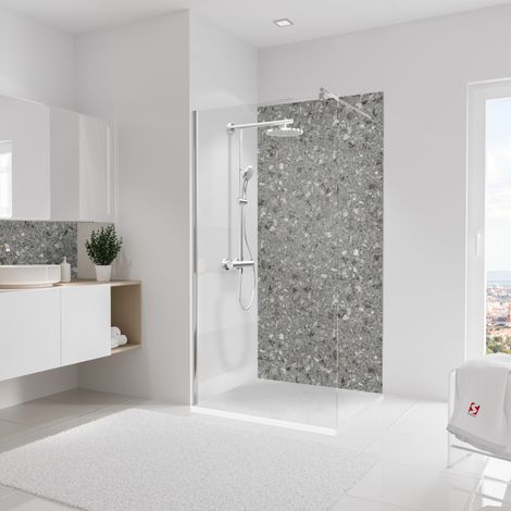 Schulte panneau mural 100x210 cm, revêtement pour douche et salle de bains, placement facile, DécoDesign SOFTTOUCH, ceppo di gré gris