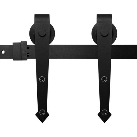 TolleTour Sistema porta scorrevole 363 cm per doppia porta, kit binario con staffe a freccia, nero (1/5)