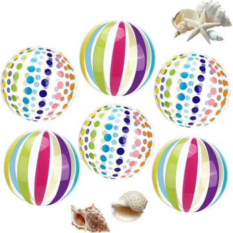 6 Pièces Ballon de Plage Gonflable, Ø30 cm d'Été Ballon Gonflable Piscine, Inflatable Beach Ball Colorés, Jouets de Plage et de Piscine, pour Piscine, Plage, Activités de Plein Air (1/5)