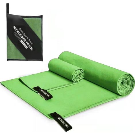 2 serviettes en microfibre, séchage rapide, 76 x 152 cm et 40 x 80 cm, pour sport plage piscine camping voyage (1/5)