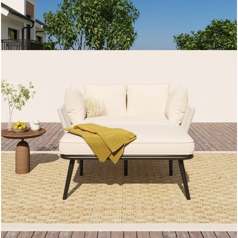 chaise fauteuil salon exterieur 2 places beige OKMYHOME (1/5)