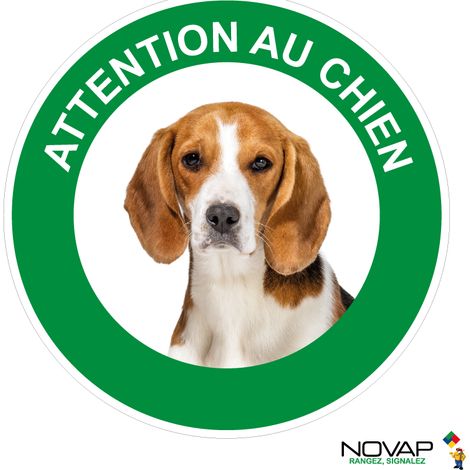 Panneau Attention au chien Beagle - Rigide Ø180mm - 4041575